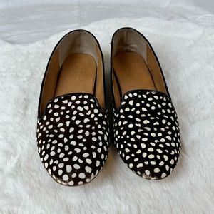 J. Crew Women’s Cora Spotted Snow Leopard Calf Hair Loafers - US Size 10